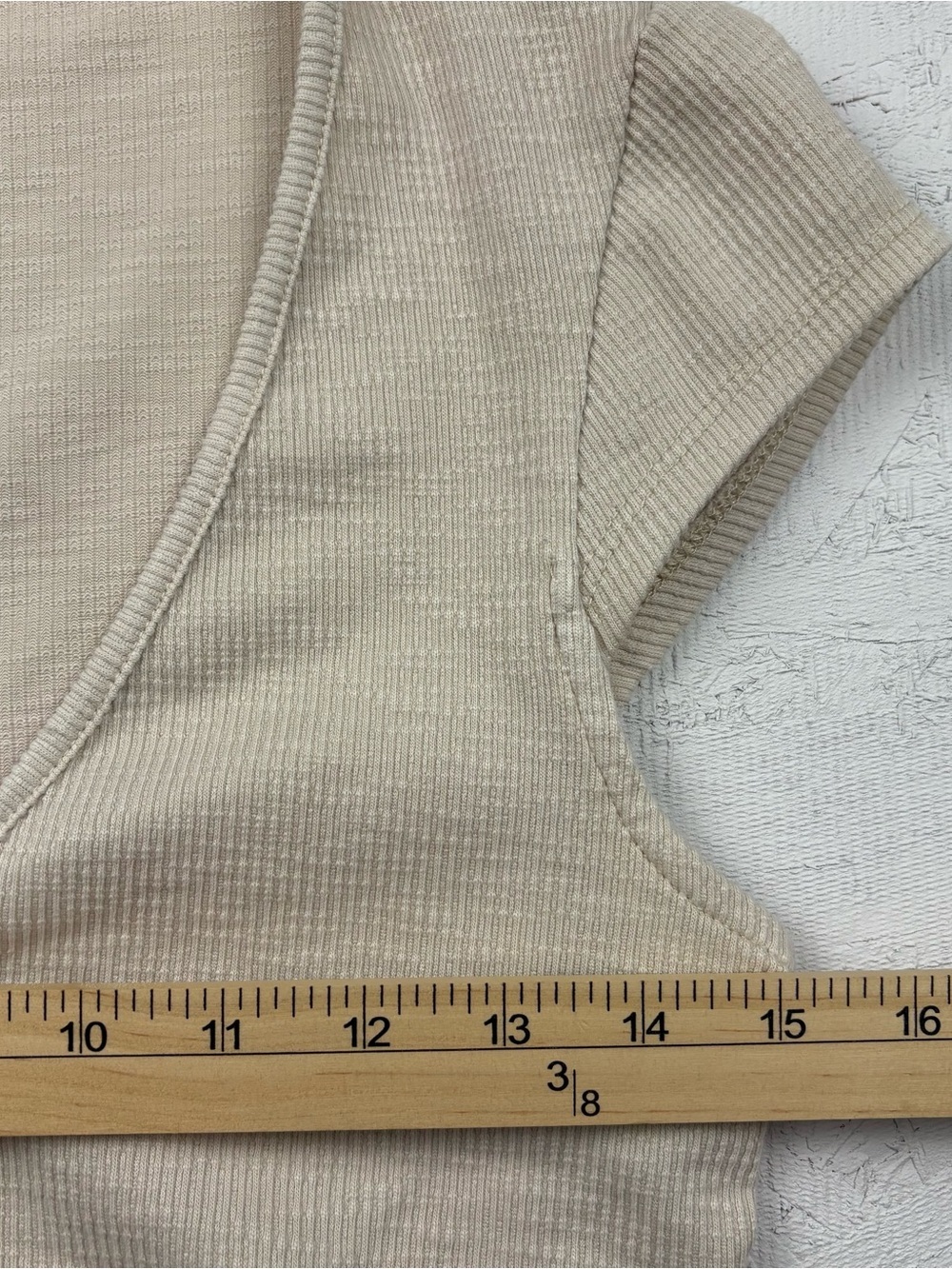 Wild Fable Ribbed V-Neck Cap Sleeves Top in Light Beige Sz Small - Picture 7 of 10